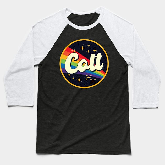 Colt // Rainbow In Space Vintage Style Baseball T-Shirt by LMW Art